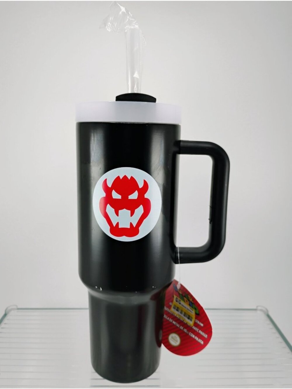 Super Mario Bowser Travel Mug With Handle & Straw 52oz Black